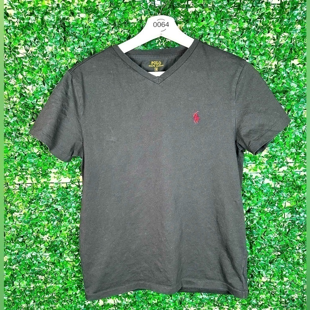 Polo Ralph Lauren Men’s T-Shirt Short Sleeve V-Neck Cotton Black Size Small